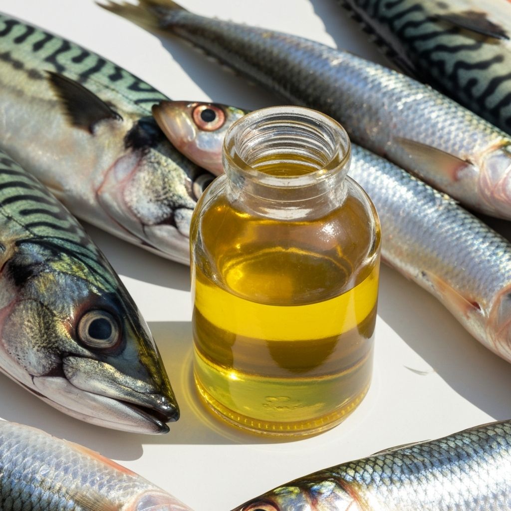 Naturalny olej rybny w szklanej butelce